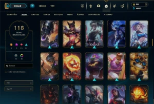 Bronze 4 com 130 Champs e 118 Skins - League of Legends LOL