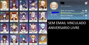 ✨CONTA DE GENSHIN IMPACT COM 3 PERSONAGENS T5⭐ + 1 ARMA T5