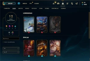 Conta prata 1 com 55 Champs e 12 Skins - League of Legends LOL