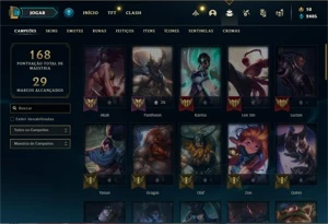 Conta prata 1 com 55 Champs e 12 Skins - League of Legends LOL