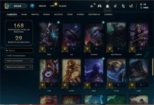 Conta prata 1 com 55 Champs e 12 Skins - League of Legends LOL