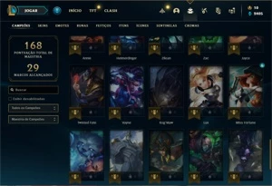 Conta prata 1 com 55 Champs e 12 Skins - League of Legends LOL