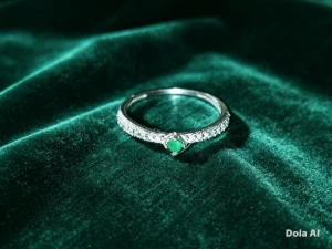 Anel feminino com ponto de esmeralda natural - Artesanato e Personalizados
