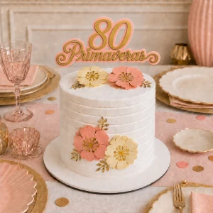 Topo de Bolo Primaveras com Flores - Idades - Artesanato e Personalizados