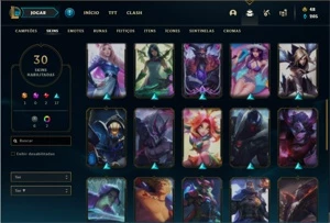 Conta Unranked com 31 Champs e 30 Skins - League of Legends LOL