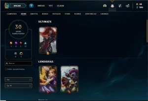 Conta Unranked com 31 Champs e 30 Skins - League of Legends LOL