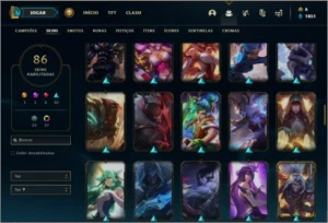 Conta platina 4 com 68 champs e 86 skins - League of Legends LOL