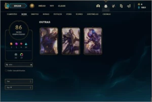 Conta platina 4 com 68 champs e 86 skins - League of Legends LOL