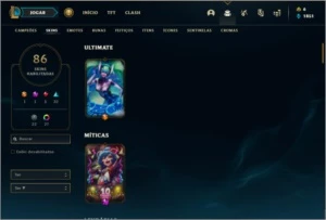 Conta platina 4 com 68 champs e 86 skins - League of Legends LOL