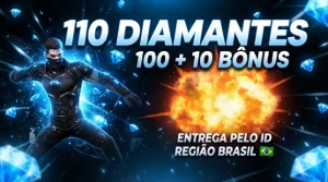 110 Diamantes Free Fire | 100 + 10 Bônus | Recarga por ID