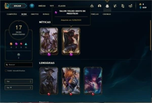 Conta Unranked com 20 Champs e 17 Skins ( 2 Prestigios ) - League of Legends LOL