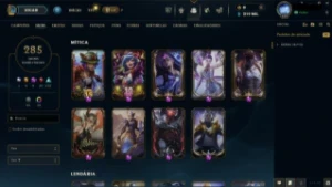 conta de lol com 288 skins habilitadas skin Ahri faker - League of Legends