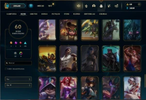 Unranked com 100 Champs e 60 Skins ( JG / SUP / ADC ) + RP - League of Legends LOL