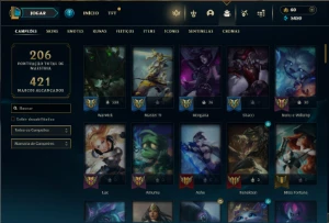 Unranked com 100 Champs e 60 Skins ( JG / SUP / ADC ) + RP - League of Legends LOL