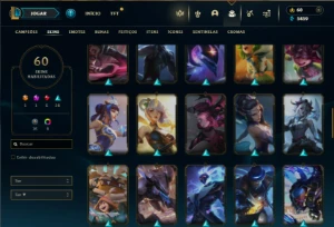 Unranked com 100 Champs e 60 Skins ( JG / SUP / ADC ) + RP - League of Legends LOL