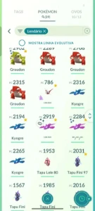 conta de pokemon go muitos lendario e 4 lendario shinny