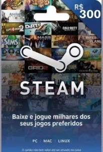 Cartão Pré-Pago Steam 300 Reais - Gift Cards