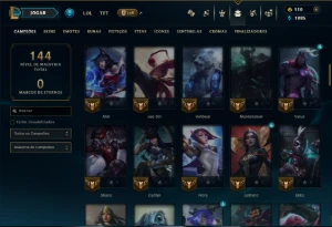 Prata 1 com 90 Champs e 19 Skins - League of Legends LOL