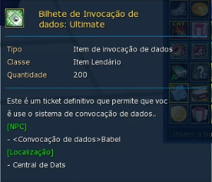 V- 100  Bilhetes Ultimate Server Omega LADMO - Digimon Masters Online