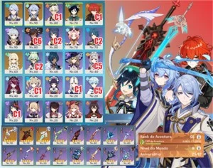Ganyu, Venti, Diluc C1 + arco de amos, tumulo do lobo e espa - Genshin Impact