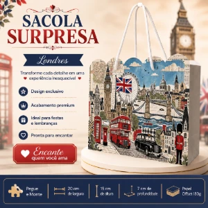 Kit 15 Sacolinhas Londres Inglaterra - Pegue e Monte - Artesanato e Personalizados