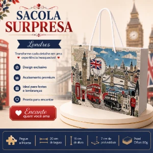 Kit 15 Sacolinhas Londres Inglaterra - Pegue e Monte - Artesanato e Personalizados