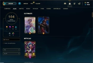 Conta Platina 3 com 130 Champs e 104 Skins - League of Legends LOL