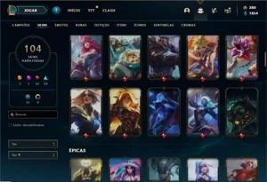 Conta Platina 3 com 130 Champs e 104 Skins - League of Legends LOL