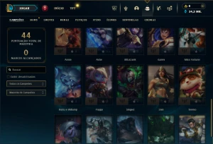 Mestre com 35 Champs e 3 Skins + 12 Fragmentos - League of Legends LOL