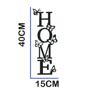 Letreiro HOME com Borboletas em MDF Preto 40 x 15 cm - Artesanato e Personalizados