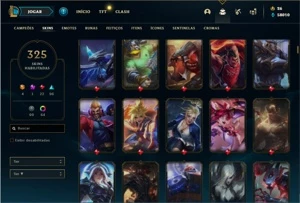 Conta ouro 2 com TODOS os champs e 325 Skins + 6 Vitoriosas - League of Legends LOL