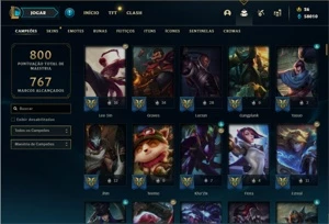Conta ouro 2 com TODOS os champs e 325 Skins + 6 Vitoriosas - League of Legends LOL