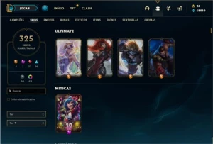 Conta ouro 2 com TODOS os champs e 325 Skins + 6 Vitoriosas - League of Legends LOL