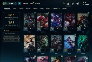 Conta ouro 2 com TODOS os champs e 325 Skins + 6 Vitoriosas - League of Legends LOL