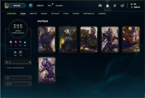 Conta ouro 2 com TODOS os champs e 325 Skins + 6 Vitoriosas - League of Legends LOL