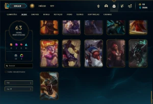 Esmeralda 2 com 90 Champs e 63 Skins + 4 Vitoriosas - League of Legends LOL