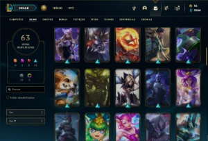 Esmeralda 2 com 90 Champs e 63 Skins + 4 Vitoriosas - League of Legends LOL