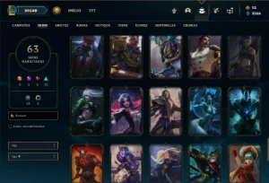 Esmeralda 2 com 90 Champs e 63 Skins + 4 Vitoriosas - League of Legends LOL
