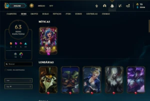Esmeralda 2 com 90 Champs e 63 Skins + 4 Vitoriosas - League of Legends LOL