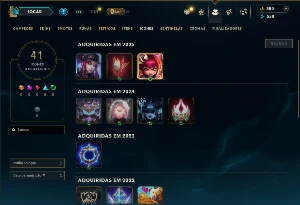 Bronze 4 com 40 Champs e 9 Skins - League of Legends LOL