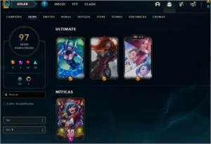 Conta lol com 97 skins sendo 3 ultimei-te - League of Legends