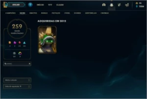 CONTA LOL COM SKINS ÚNICAS 259 skins - League of Legends