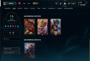 Conta Diamante 4 + Dj sona, jhin cosmos negro, sett floresce - League of Legends LOL