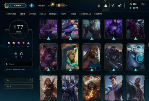 Unranked com 105 Champs e 177 Skins ( MID / ADC / TOP ) - League of Legends LOL