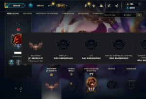 Bronze 4 com 30 Champs e 13 Skins - League of Legends LOL