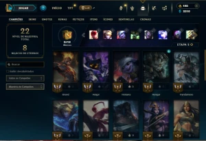 Bronze 4 com 30 Champs e 13 Skins - League of Legends LOL