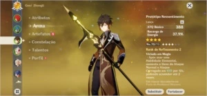 Conta Diluc 80 + Zhong Li AR 42 - Genshin Impact