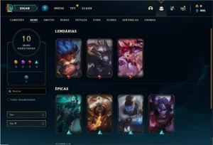 Conta ouro 1 com 30 Champs e 10 Skins - League of Legends LOL