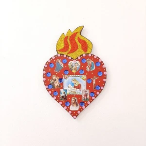 Enfeite Sagrado Coração com Lantejoulas Rx - Artesanato e Personalizados