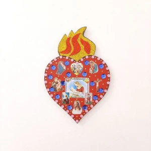 Enfeite Sagrado Coração com Lantejoulas Rx - Artesanato e Personalizados
